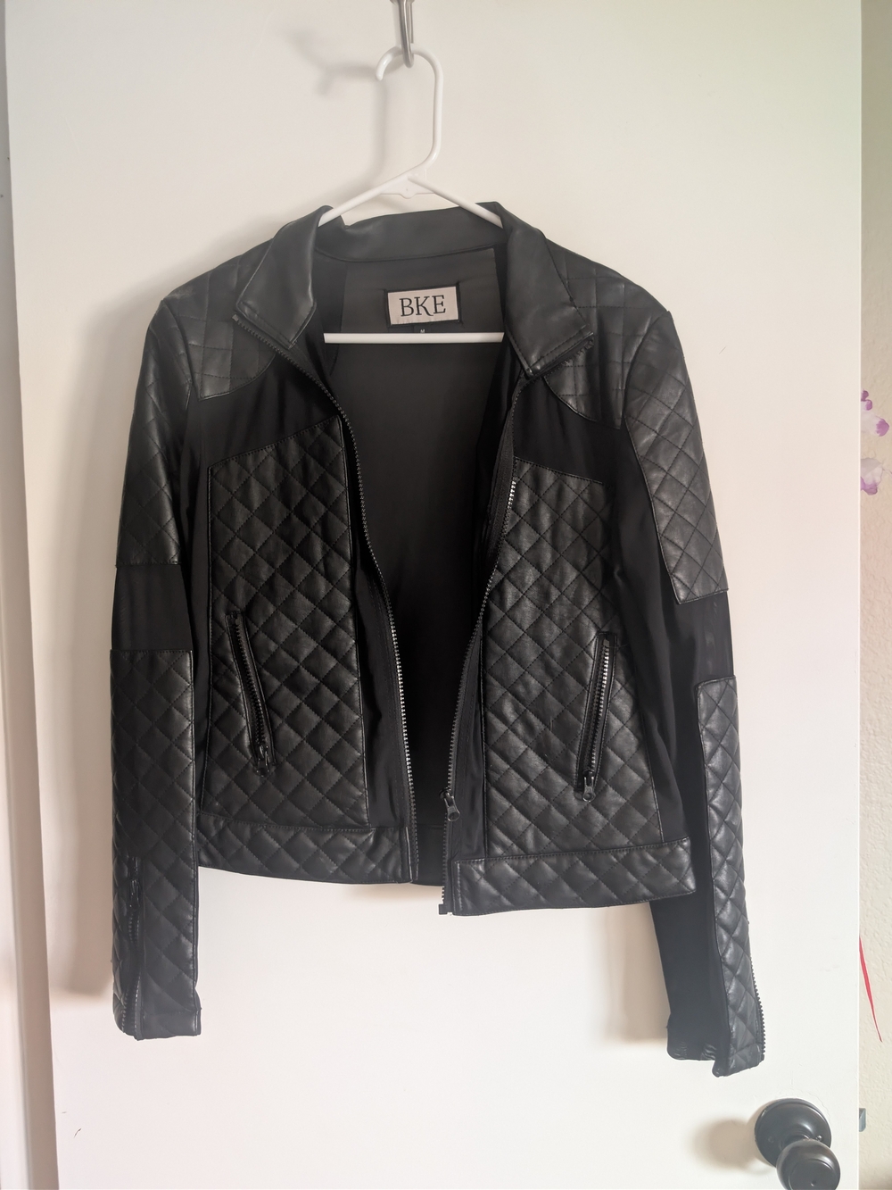 BKE Women's Quilted Black Moto Jacket